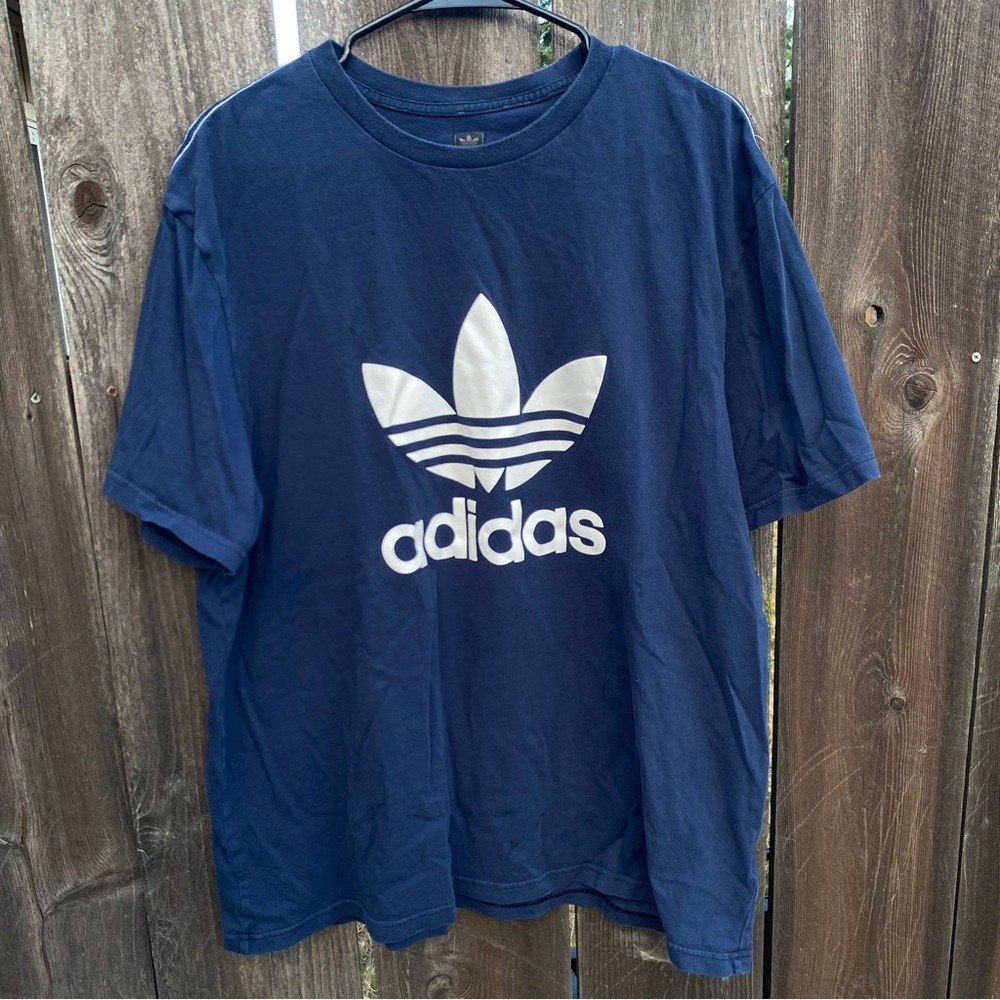 Adidas Dark Blue Logo Old School T-Shirt Men Size 2XL